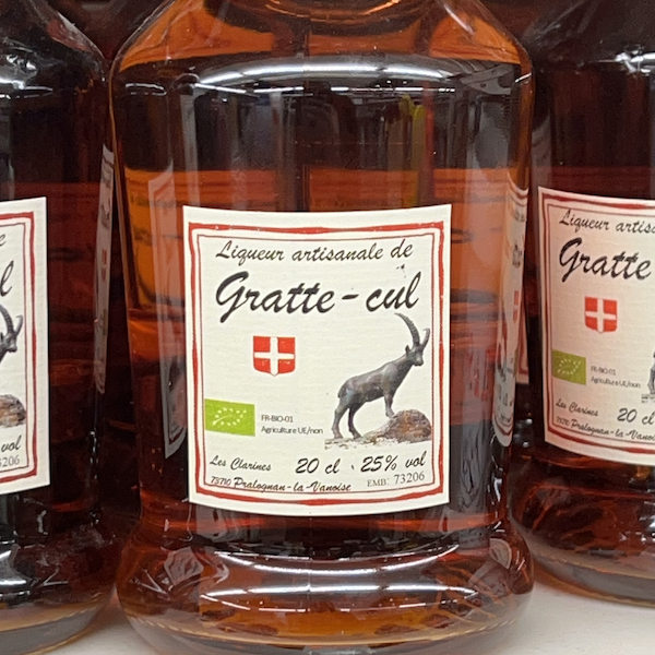 étiquette de bouteille de liqueur Gratte-Cul