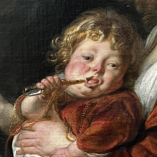 extrait d'un tableau représentant un enfant fumant